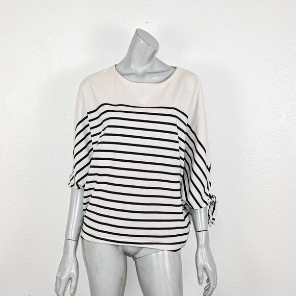 MILKFED. Japan Women's batwing Boxy Blouse Beige Striped One Size - Picture 1 of 15